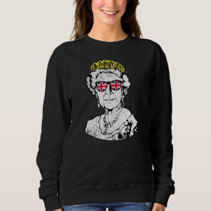 British Queen Sunglasses Crown Union Jack Meme Sweatshirt