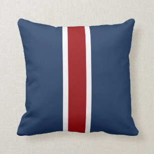 British Racing Stripe Red White Blue Cushion
