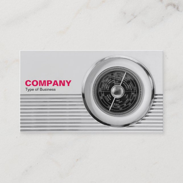 British Radio Dial - Black and White Business Card (Front)