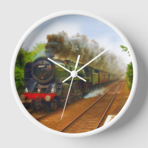 British Railway Steam Train for Trainspotters Art Clock