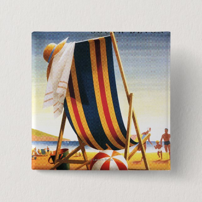 British Railways Beach Chair and Ball Poster 15 Cm Square Badge (Front)