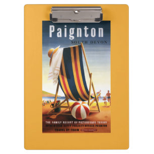 British Railways Beach Chair and Ball Poster Clipboard