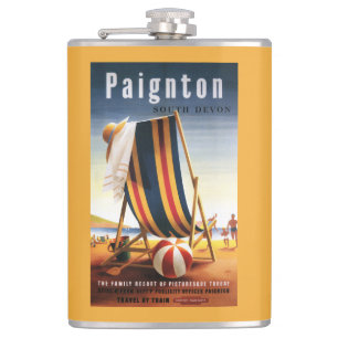 British Railways Beach Chair and Ball Poster Hip Flask