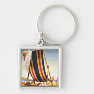British Railways Beach Chair and Ball Poster Key Ring