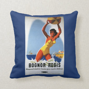 British Railways Girl and Beachball Poster Cushion
