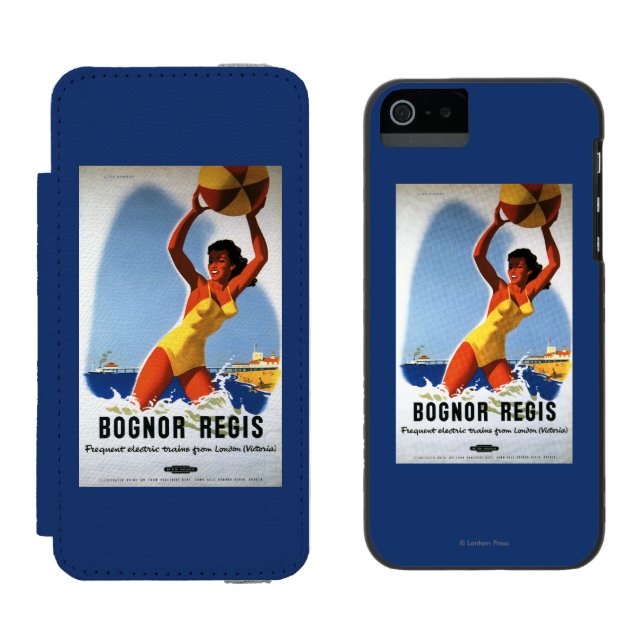 British Railways Girl and Beachball Poster Incipio iPhone Wallet Case (Side by Side)