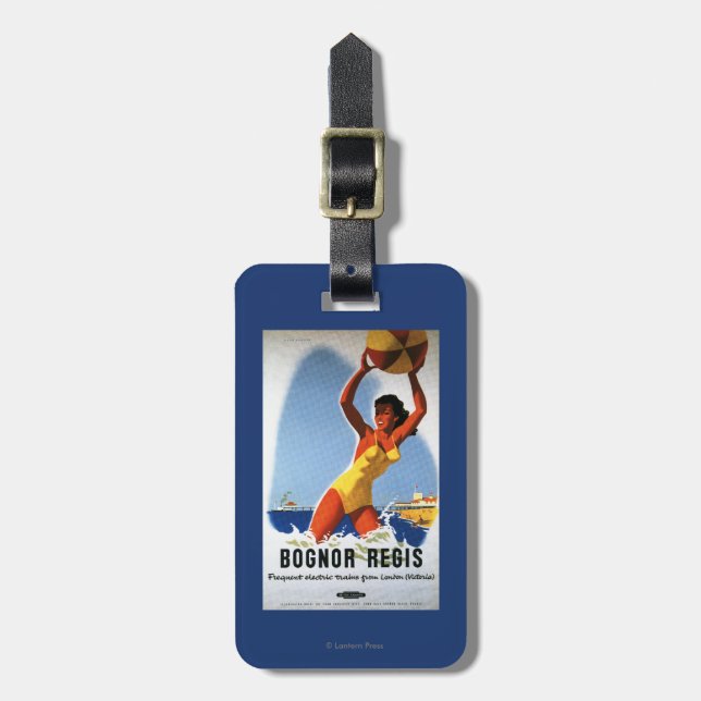 British Railways Girl and Beachball Poster Luggage Tag (Front Vertical)