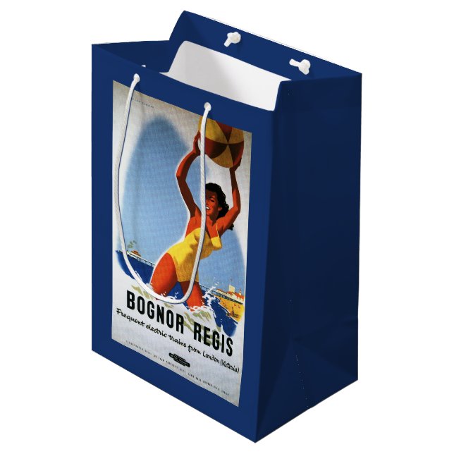 British Railways Girl and Beachball Poster Medium Gift Bag (Front Angled)