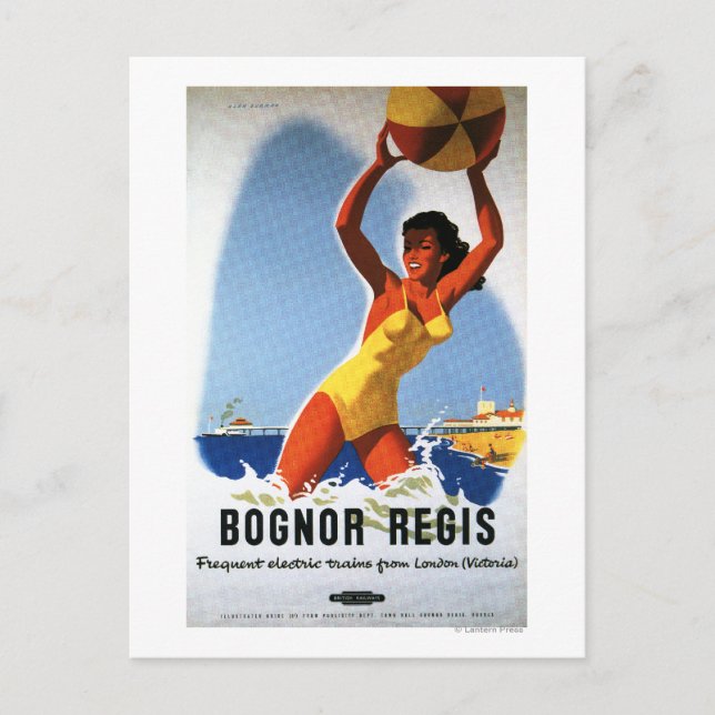 British Railways Girl and Beachball Poster Postcard (Front)