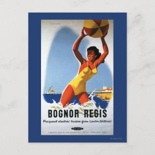 British Railways Girl and Beachball Poster Postcard