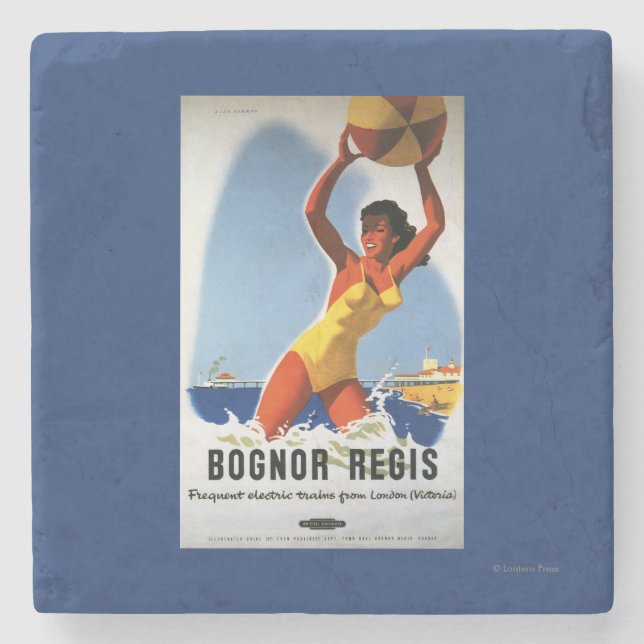 British Railways Girl and Beachball Poster Stone Coaster (Front)