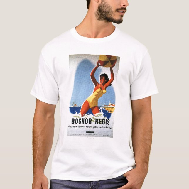 British Railways Girl and Beachball Poster T-Shirt (Front)