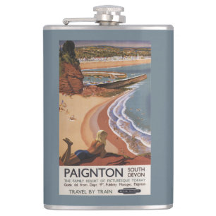 British Railways Girl Looking over a Cliff Hip Flask
