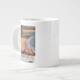 British Railways Girl Looking over a Cliff Large Coffee Mug