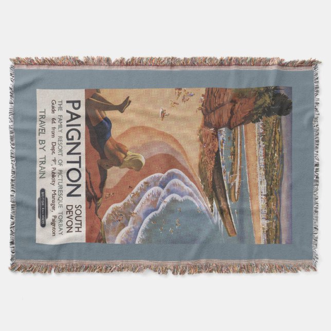 British Railways Girl Looking over a Cliff Throw Blanket (Front)