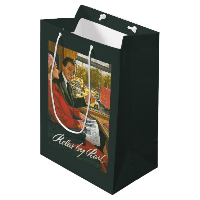 British Railways Relax by Rail Poster Medium Gift Bag (Front Angled)