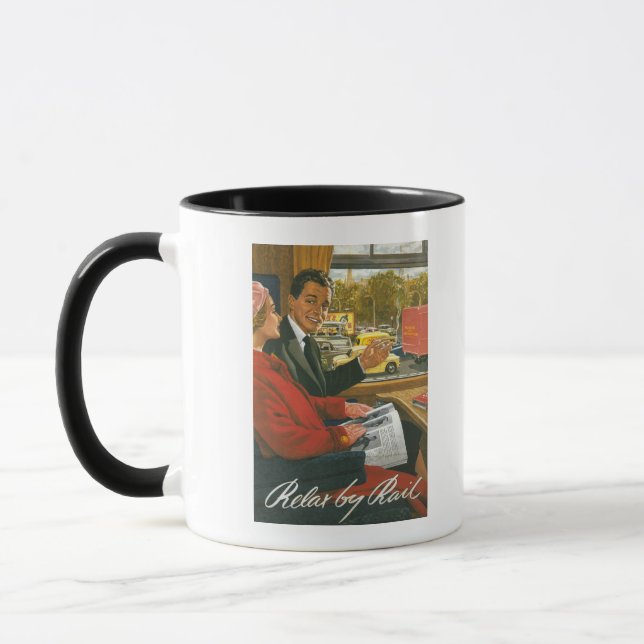 British Railways Relax by Rail Poster Mug (Left)