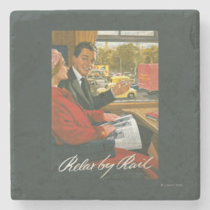 British Railways Relax by Rail Poster Stone Coaster