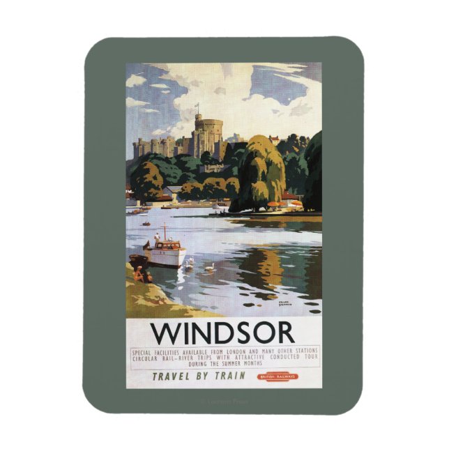 British Railways Windsor Castle Thames Poster Magnet (Vertical)
