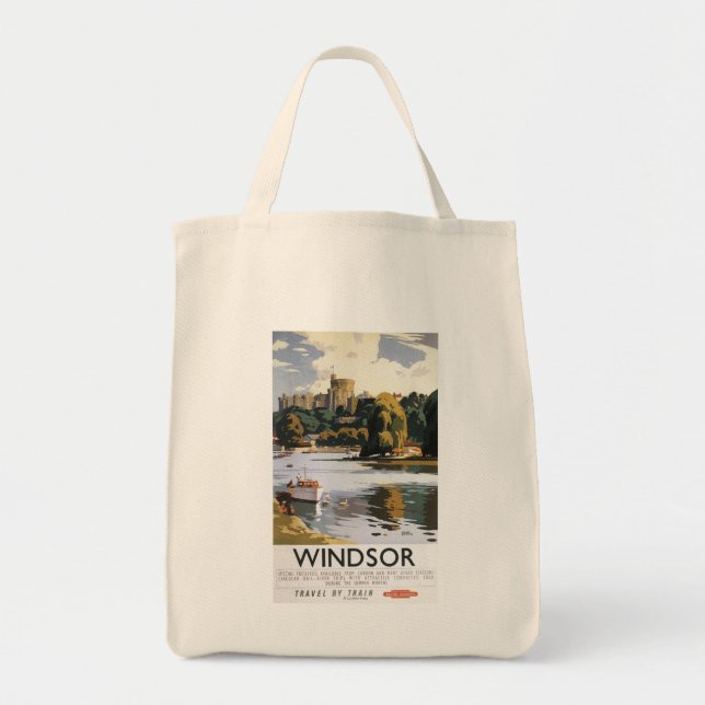 British Railways Windsor Castle Thames Poster Tote Bag (Front)
