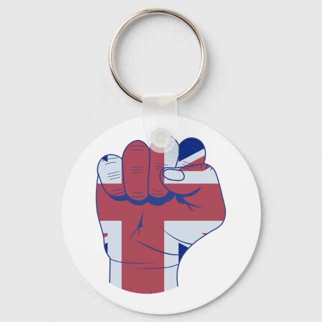 British Raised Fist Key Ring (Front)