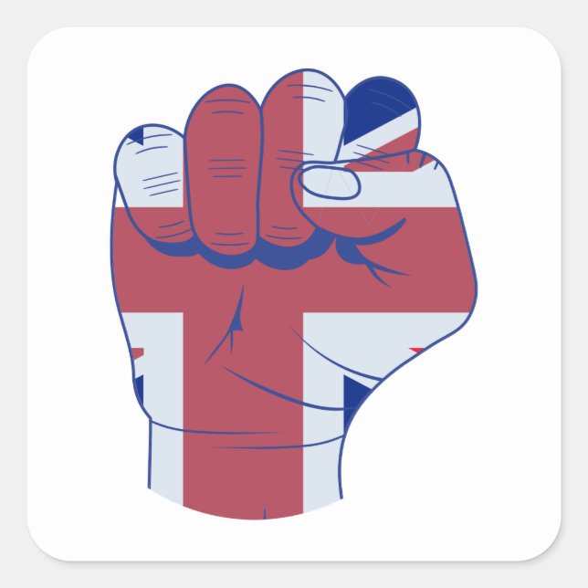 British Raised Fist Square Sticker (Front)