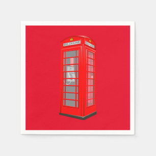 British Red Theme London Phone Booth Paper Napkins