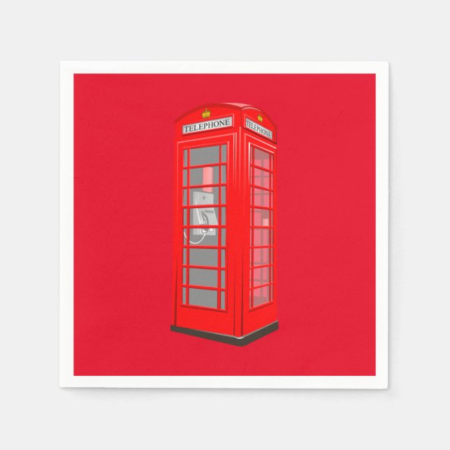 British Red Theme London Phone Booth Paper Napkins (Front)