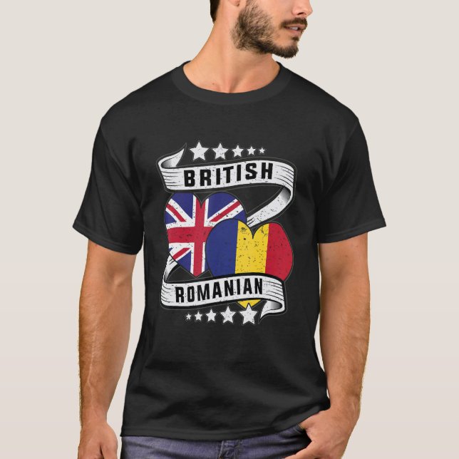 British Romanian flag Half British half Romanian U T-Shirt (Front)