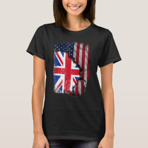British ROOTS Half American Flag Patrioitc United T-Shirt