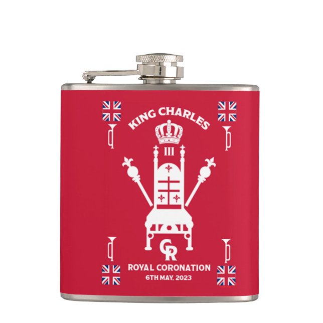 British Royal Coronation King Charles III    Hip F Hip Flask (Front)