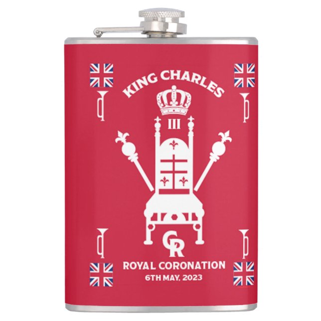 British Royal Coronation King Charles III    Hip Flask (Front)