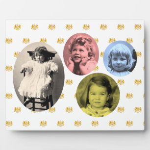 British royal girls with coat of arms background plaque