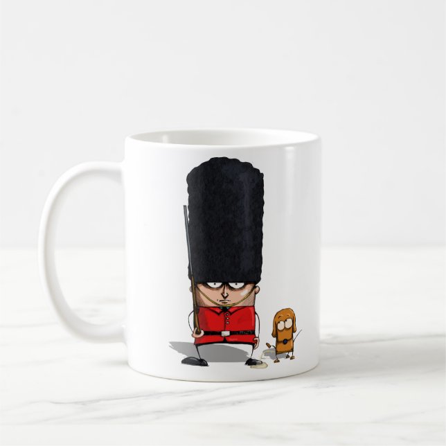 British Royal Guard and Dog Funny Mug (Left)