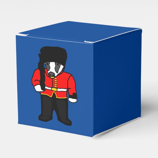 British Royal Guard UK Badger Beefeater Cartoon Favour Box (Front Side)