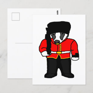 British Royal Guard UK Badger Beefeater Cartoon Postcard
