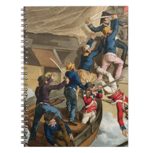 British Sailors Boarding a Man of War, engraved by Notebook