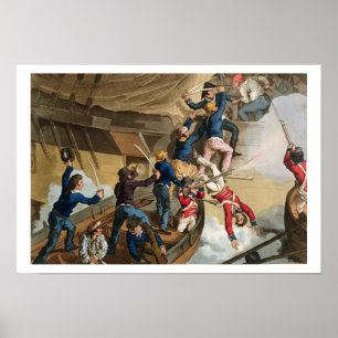 British Sailors Boarding a Man of War, engraved by Poster