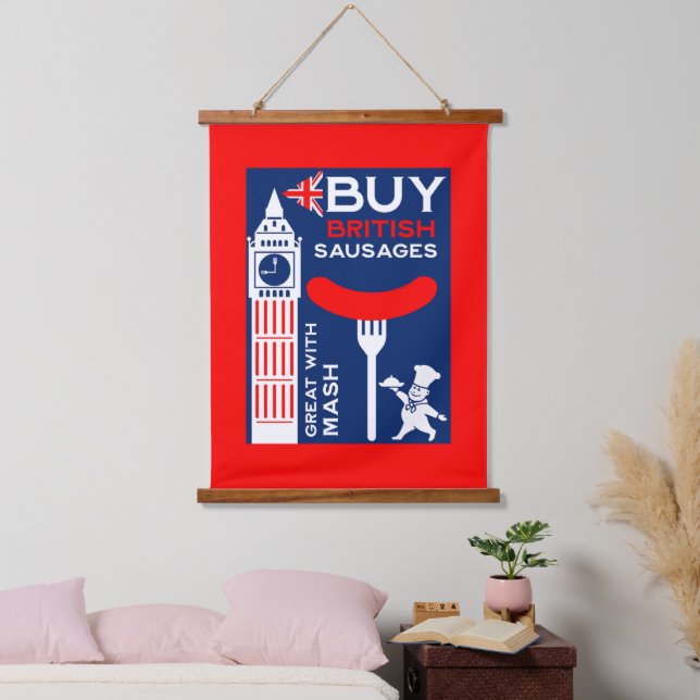 British Sausage And Mash Kitchen Hanging Tapestry (Bedroom)