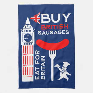British Sausage And Mash Kitchen Tea Towel
