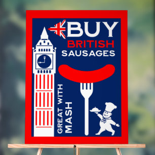 British Sausages Food Nostalgia Acrylic Sign