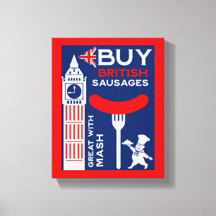 British Sausages Food Nostalgia Canvas Print