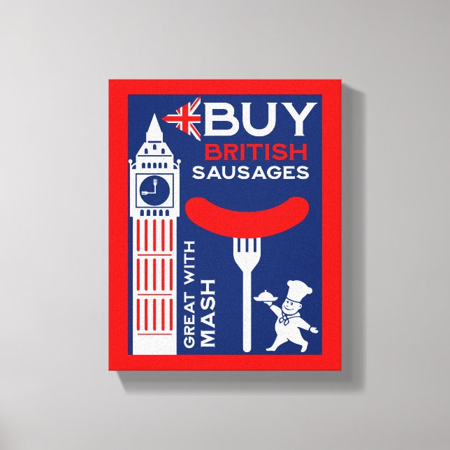 British Sausages Food Nostalgia Canvas Print (Front)