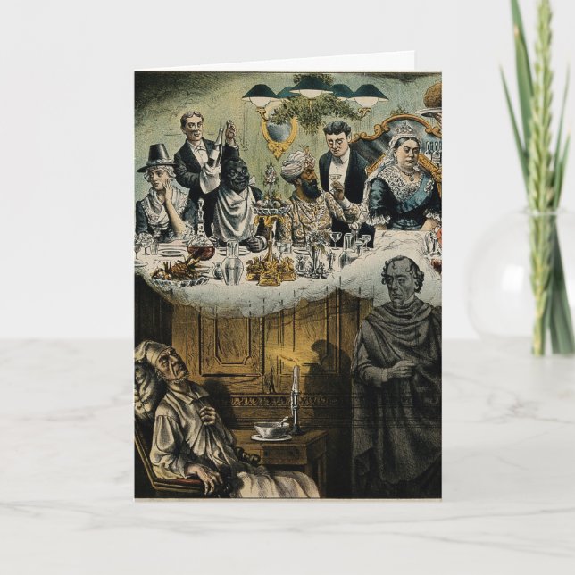 British Scrooge Queen Victoria Christmas Dinner Holiday Card (Front)