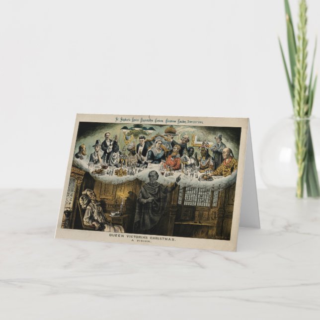 British Scrooge Queen Victoria Christmas Dinner Holiday Card (Front)