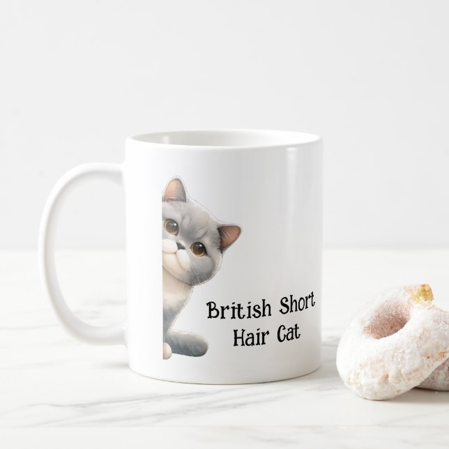 British Short Hair Cat Coffee Mug (With Donut)