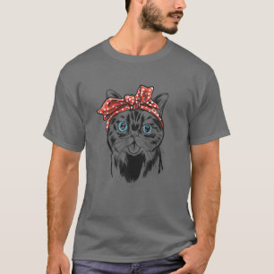 British Short Hair Cat Kitten Lover With Bandana T-Shirt