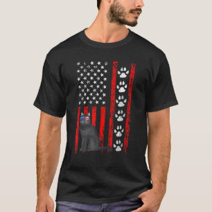British Shorthair Cat 4th Of July Patriotic Americ T-Shirt
