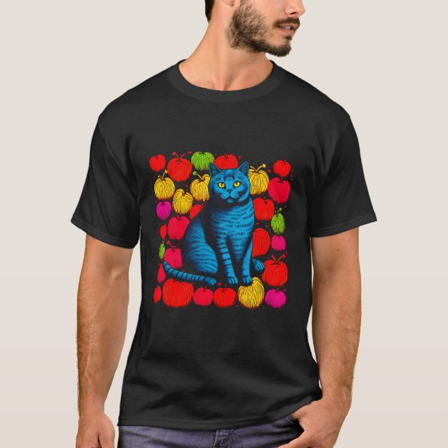 British Shorthair Cat Abstract Art T-Shirt (Front)