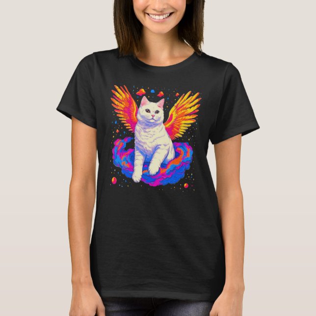 British Shorthair Cat Angel Wings T-Shirt (Front)
